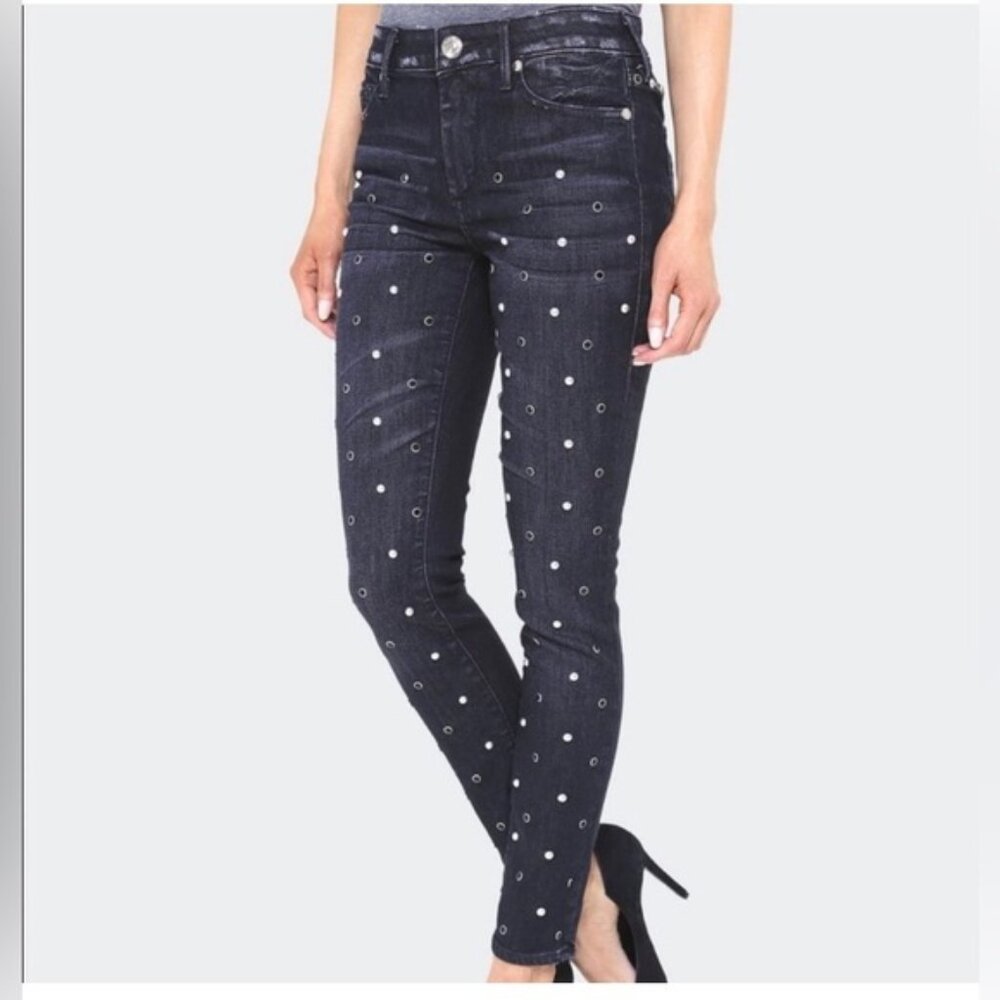 TRU RELIGION HALLE STUDDED SKINNY JEANS IN SIZE 25